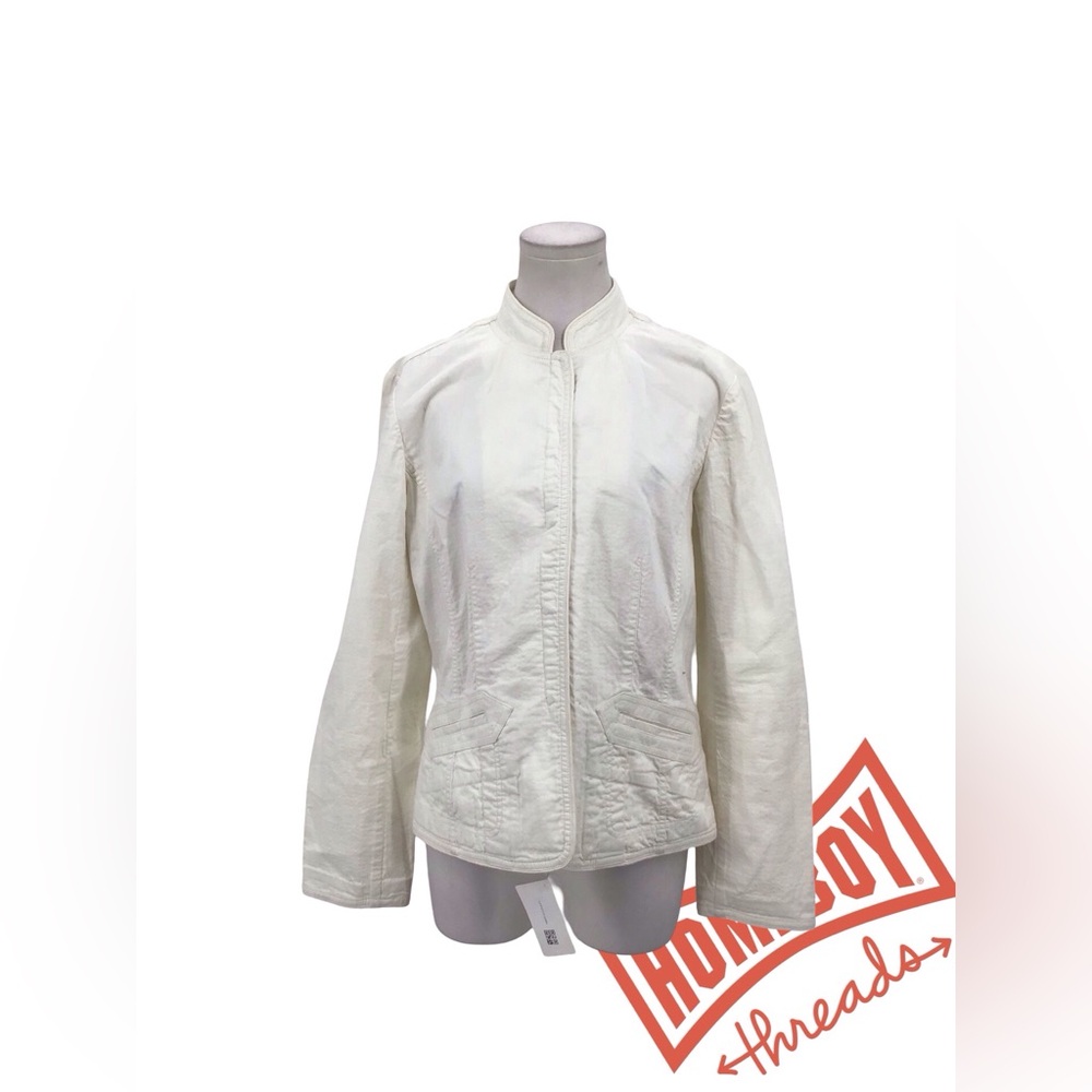 Talbots White Bomber Jacket Lightweight Casual size 8